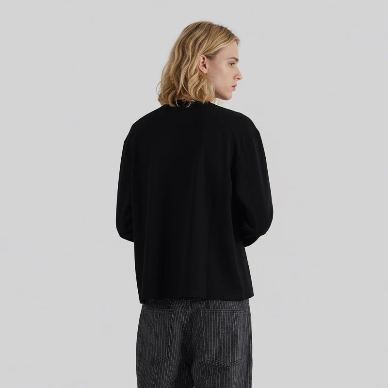 Herren Relaxed-Fit Langarmshirt aus schwerer Baumwollmischung mit Rundhalsausschnitt Drune
