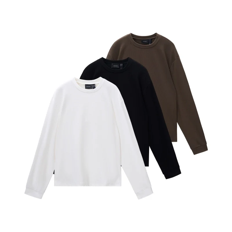 Herren Relaxed-Fit Langarmshirt aus schwerer Baumwollmischung mit Rundhalsausschnitt Drune