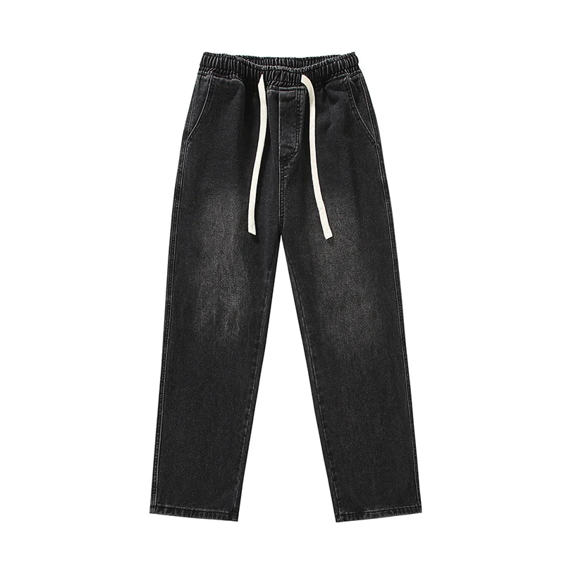 Herren Relaxed-Fit Denim-Jogginghose mit elastischem Tunnelzugbund und geradem Bein Drune