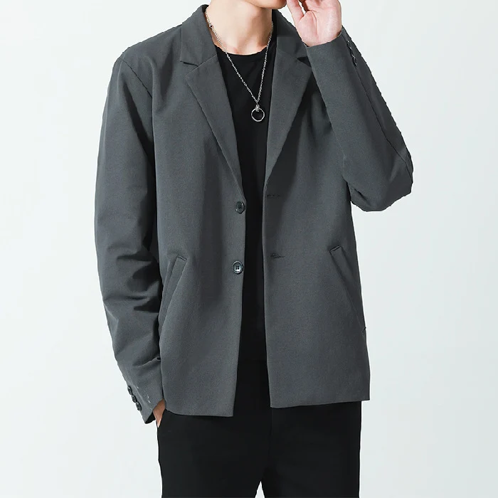 Herren Relaxed-Fit Baumwollmix Oversize-Sakko mit Zwei-Knopf-Verschluss Drune