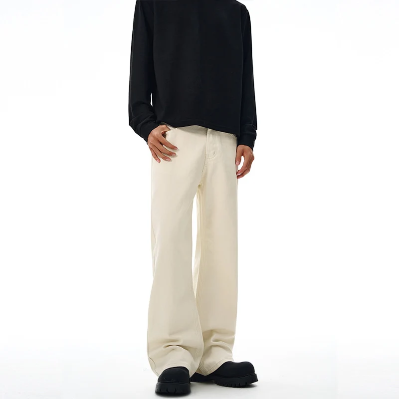 Herren Oversized-Baumwoll-Palazzohose mit geradem ultraweitem Bein Drune