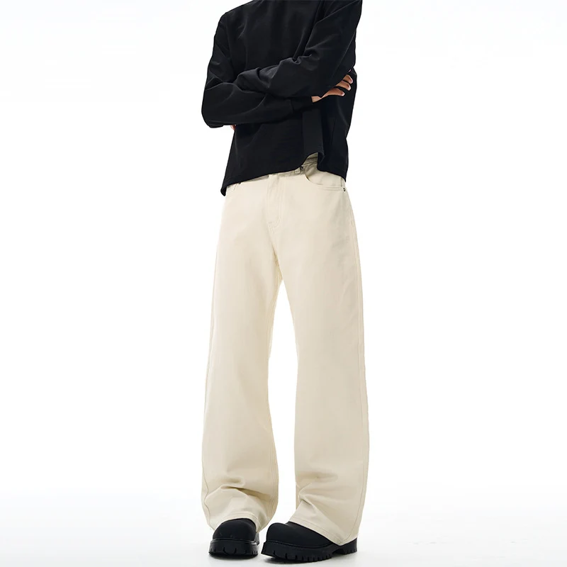 Herren Oversized-Baumwoll-Palazzohose mit geradem ultraweitem Bein Drune