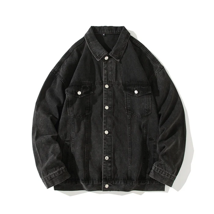 Herren Oversize-Denimjacke im Vintage-Look mit Knopfleiste und Brusttaschen Drune