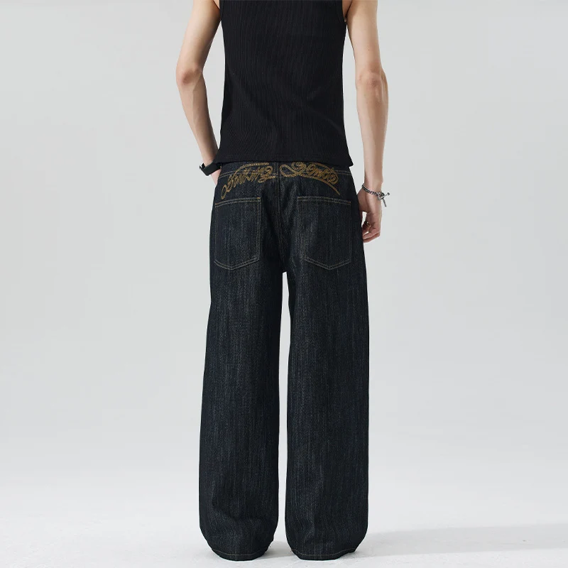 Herren Oversize-Denim-Palazzohose mit extra weitem Bein und soften Drape-Effekt Drune
