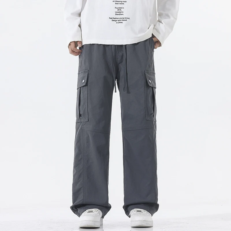 Herren Oversize-Cargohose im Utility-Stil mit Tunnelzugbund und großen Klappentaschen Drune