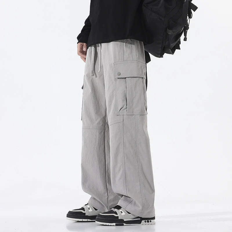 Herren Oversize-Cargohose im Utility-Stil mit Tunnelzugbund und großen Klappentaschen Drune