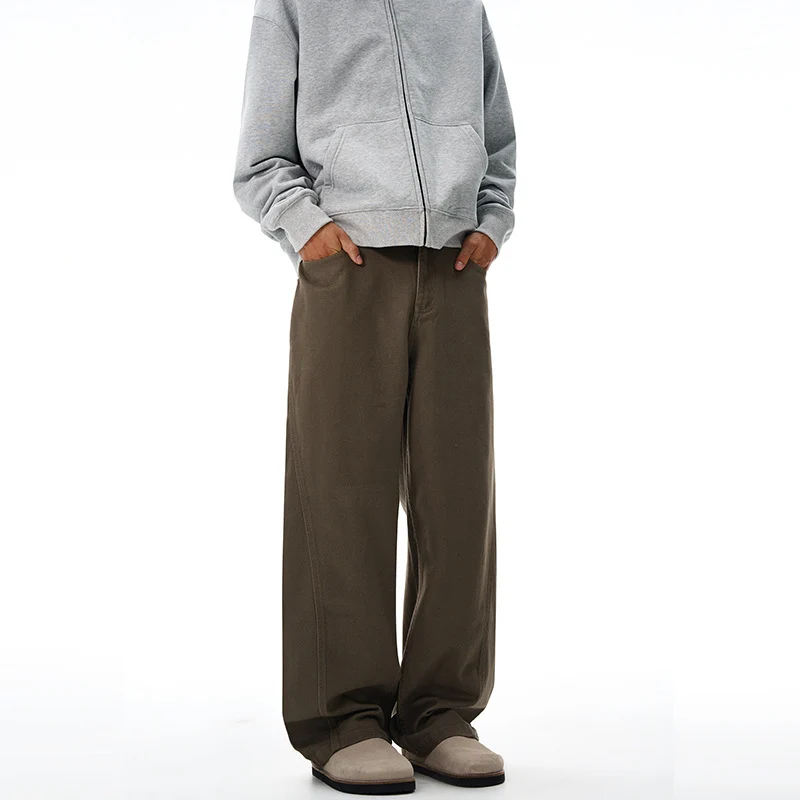 Herren Oversize-Canvas-Hose mit tiefem Schritt und fließender Weite Drune
