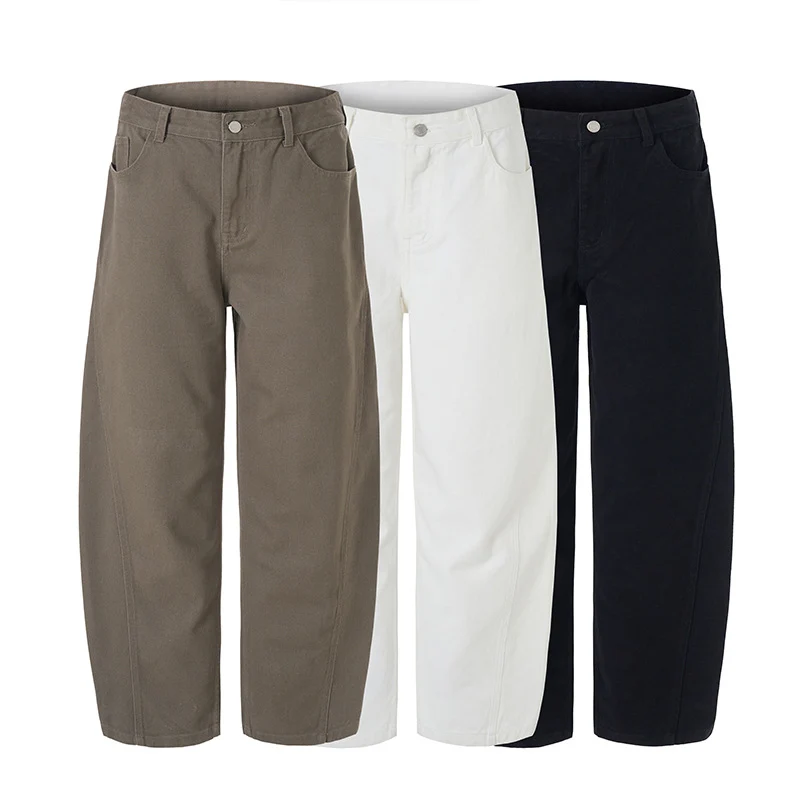 Herren Oversize-Canvas-Hose mit tiefem Schritt und fließender Weite Drune