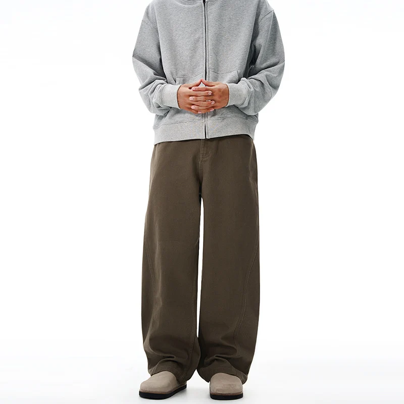 Herren Oversize-Canvas-Hose mit tiefem Schritt und fließender Weite Drune