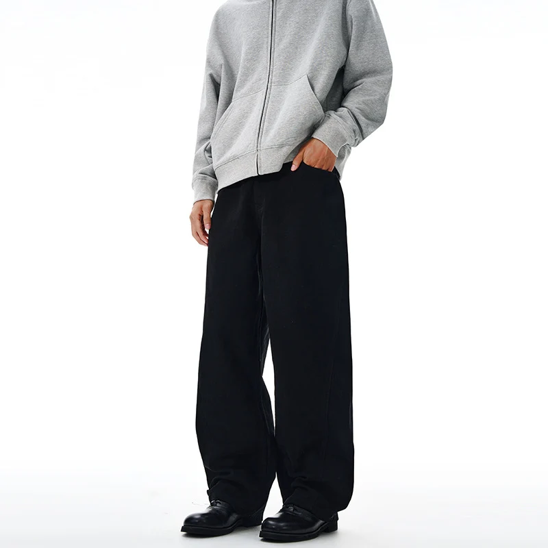 Herren Oversize-Canvas-Hose mit tiefem Schritt und fließender Weite Drune