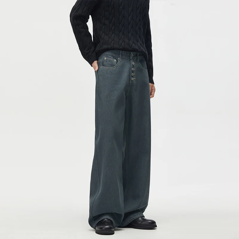 Herren Marlene-Denimhose im ultraweiten Baggy-Cut mit sichtbarer Knopfleiste Drune