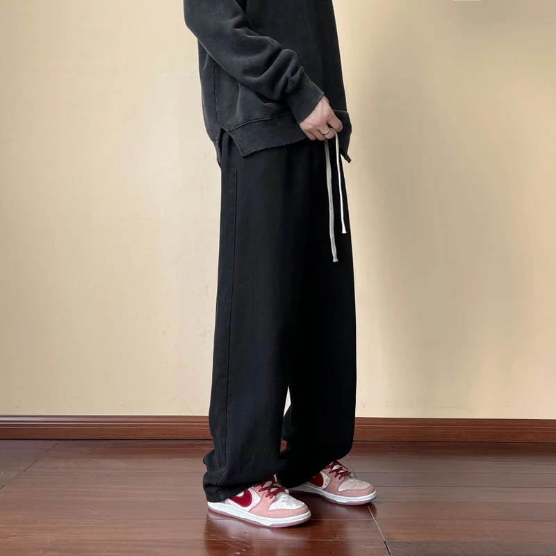 Herren locker sitzende Jeanshose im Oversize-Baggy-Stil mit Tunnelzug Drune