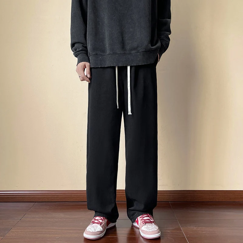 Herren locker sitzende Jeanshose im Oversize-Baggy-Stil mit Tunnelzug Drune