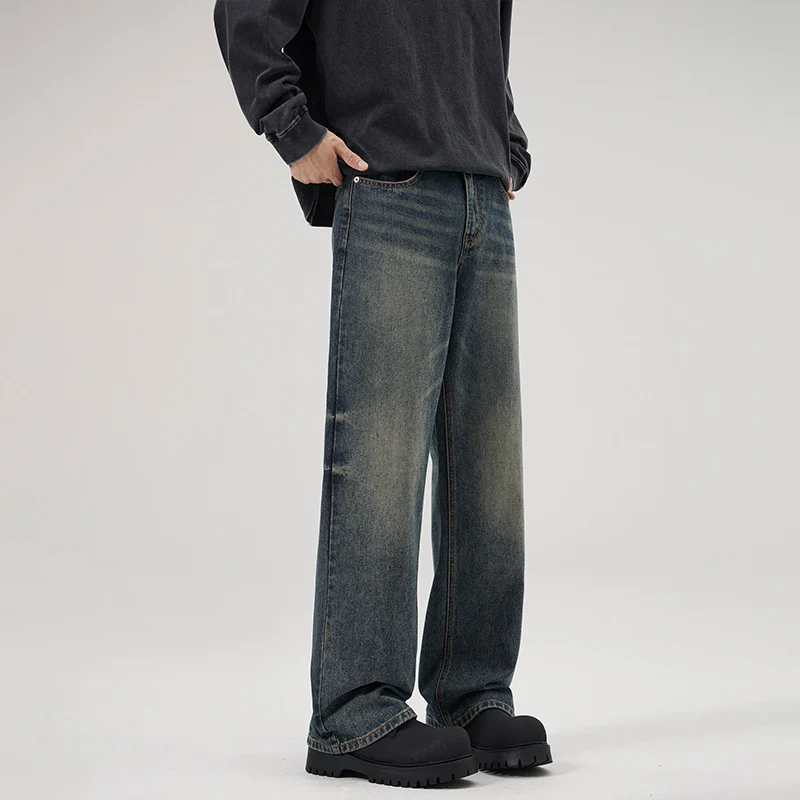 Herren Locker geschnittene Vintage-Denim Jeans mit extra weitem Bein Drune