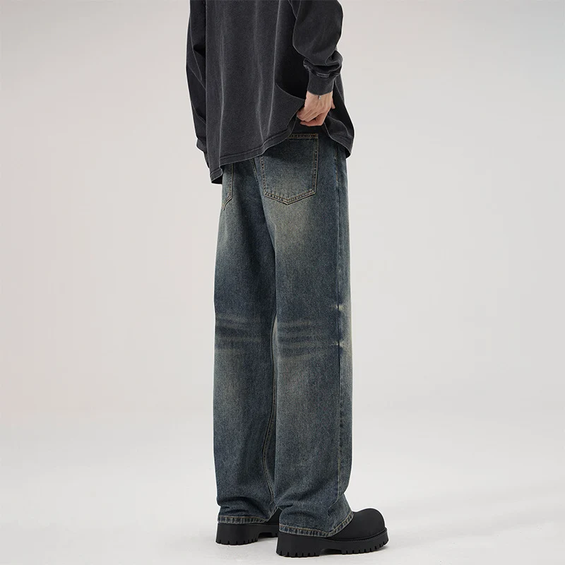 Herren Locker geschnittene Vintage-Denim Jeans mit extra weitem Bein Drune
