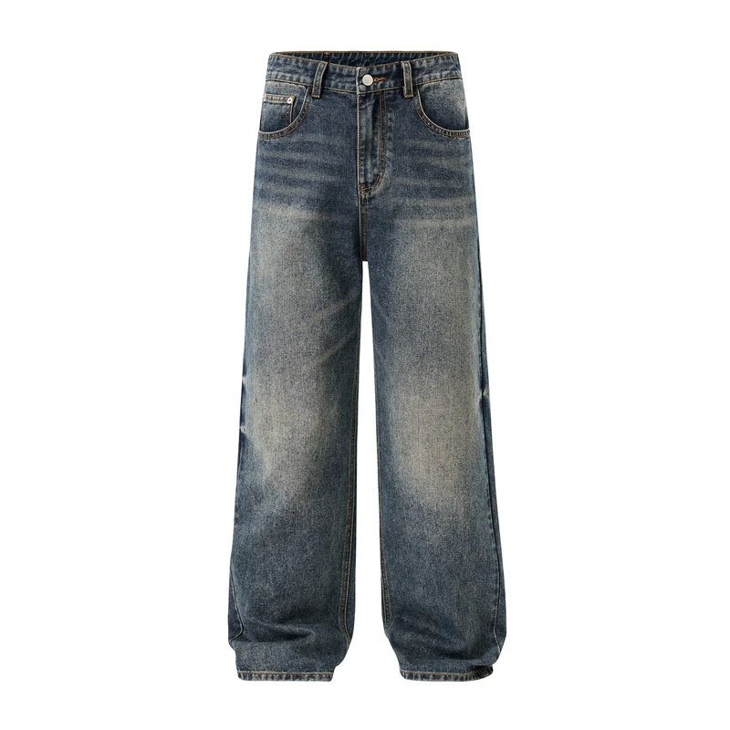 Herren Locker geschnittene Vintage-Denim Jeans mit extra weitem Bein Drune