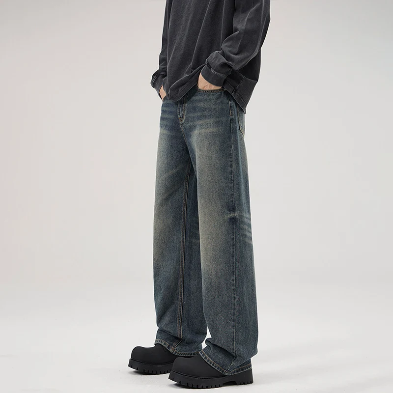 Herren Locker geschnittene Vintage-Denim Jeans mit extra weitem Bein Drune