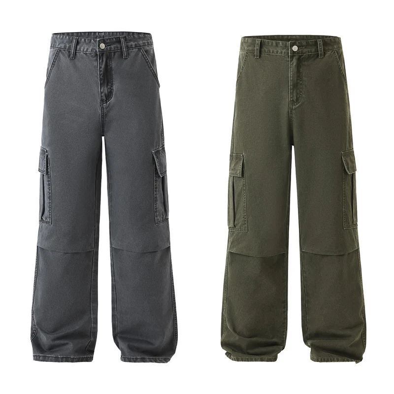 Herren Locker geschnittene Utility‑Cargohose mit verstärkten Knien und tiefem Schritt Drune