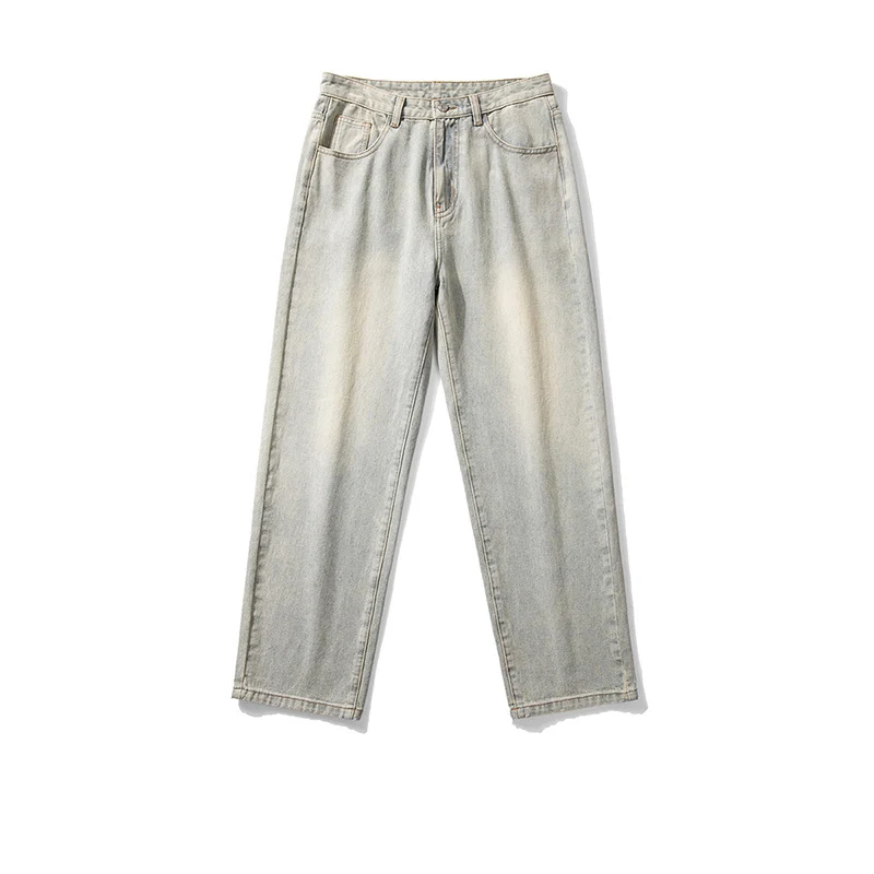 Herren Locker geschnittene Straight-Relax Denim-Hose mit verlängertem Saum Drune
