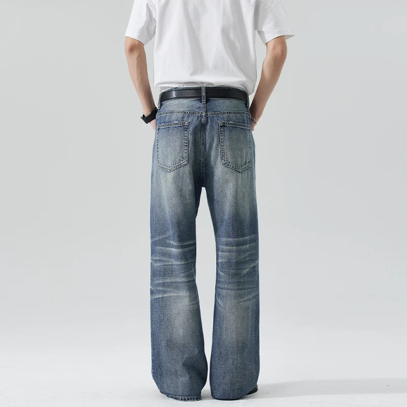 Herren Locker geschnittene Stonewashed-Denim-Jeans mit extra weitem Bein Drune