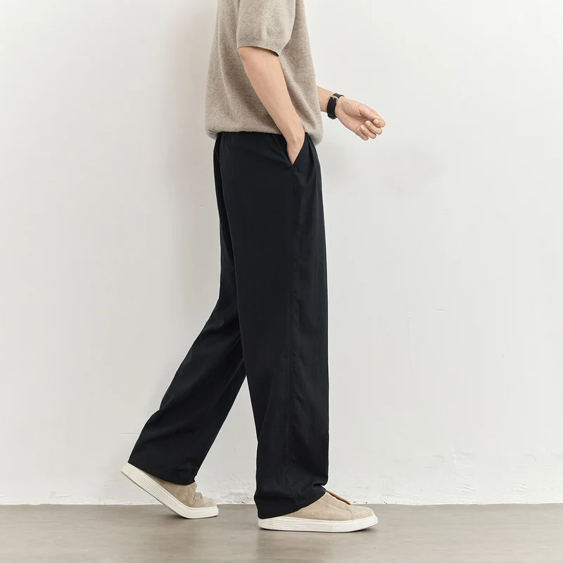 Herren Leichte Leinenhose mit Tunnelzug und geradem Bein Drune