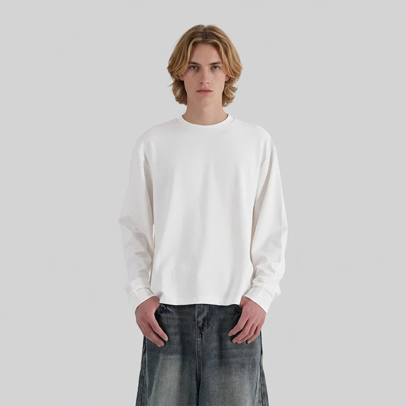 Herren Langarm-Shirt aus feiner Rippstruktur mit Rundhalsausschnitt Drune