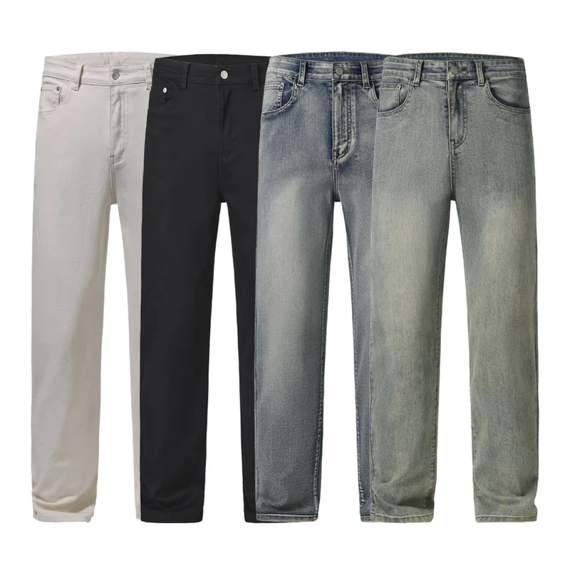 Herren Gerade geschnittene Vintage-Denim-Jeans mit entspanntem Sitz und verwaschenem Finish Drune