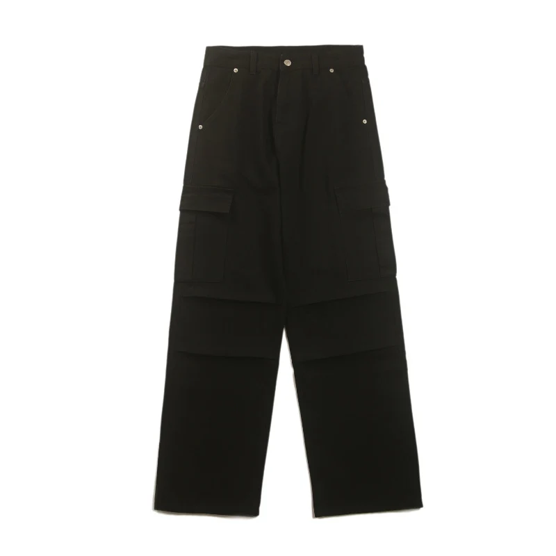 Herren Gerade Cargohose aus schwerem Baumwoll‑Twill mit Kniefalten und großen Klappentaschen Drune