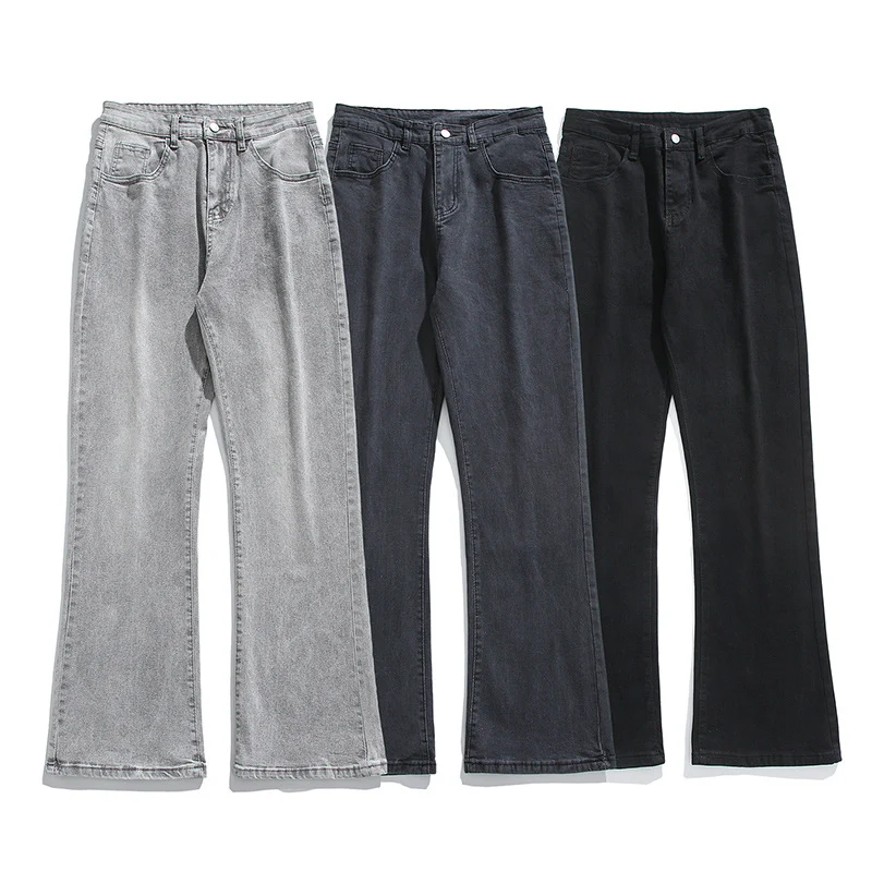 Herren Flared-Denimhose mit mittelhoher Taille und leichtem Schlag Drune