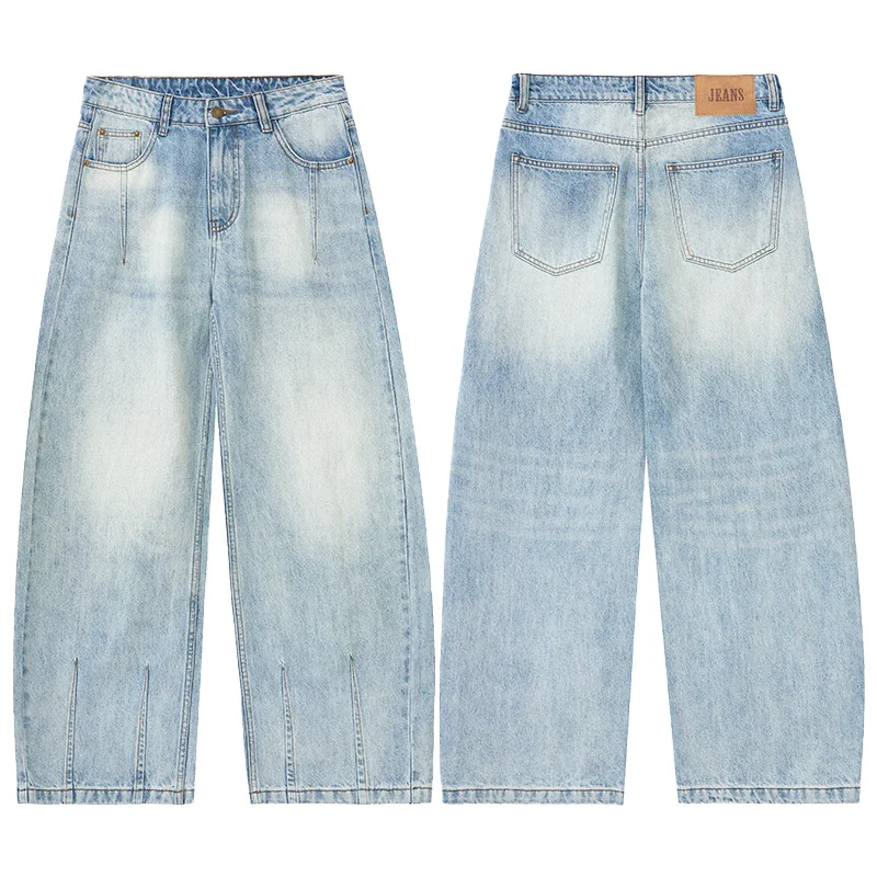 Herren Extreme Baggy-Denimhose im bodenlangen Palazzoschnitt mit tiefem Schritt Drune