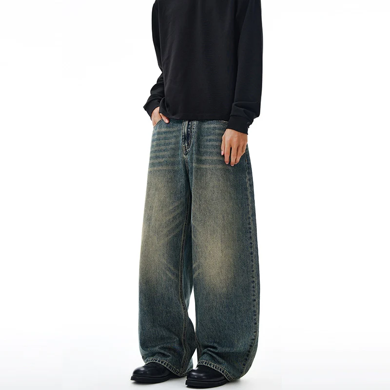 Herren Extrem weite Vintage-Denim Baggy-Jeans mit tiefem Schritt Drune