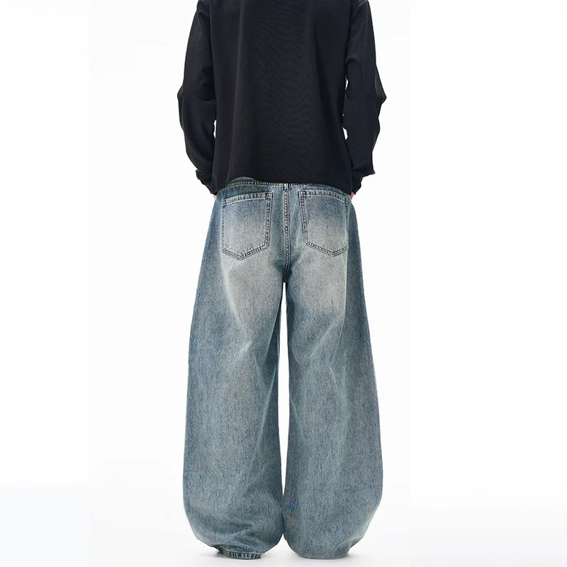 Herren Extrem weite Vintage-Denim Baggy-Jeans mit tiefem Schritt Drune