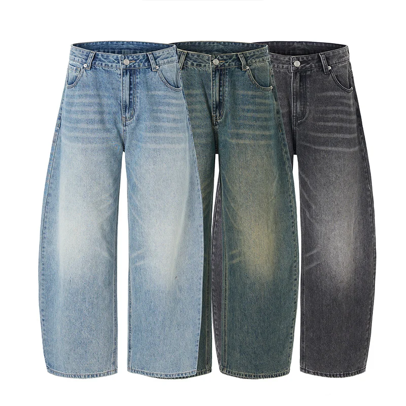 Herren Extrem weite Vintage-Denim Baggy-Jeans mit tiefem Schritt Drune