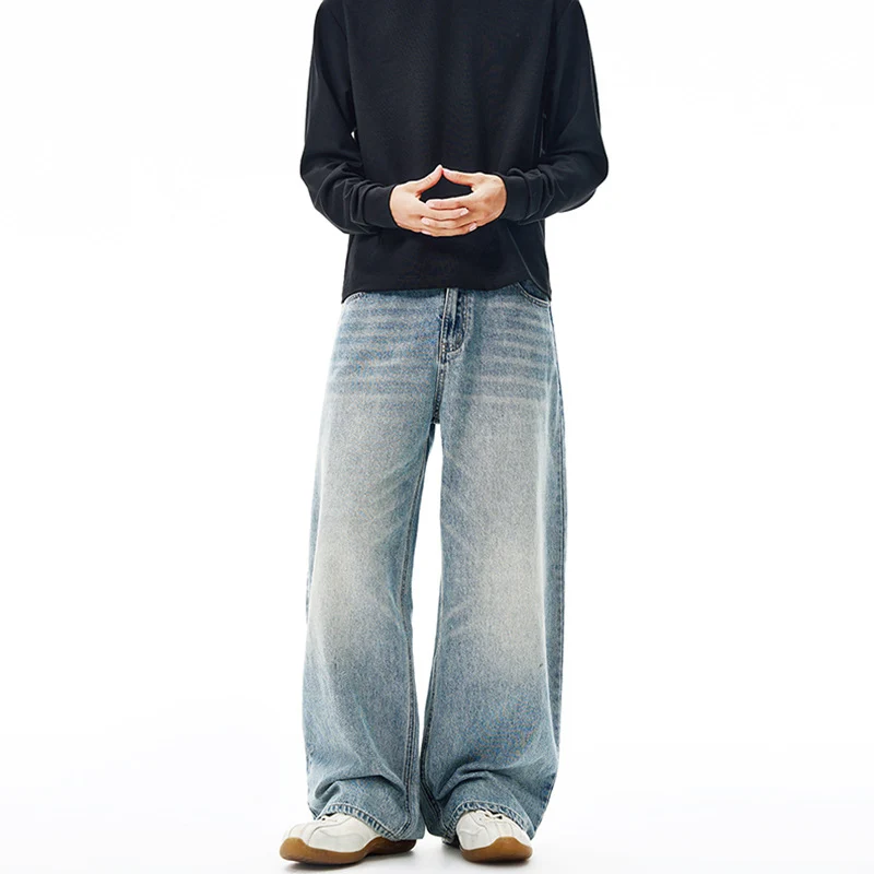 Herren Extrem weite Vintage-Denim Baggy-Jeans mit tiefem Schritt Drune