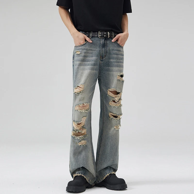 Herren Extraweitgeschnittene Destroyed-Denim-Jeans im Relaxed-Baggy-Cut Drune