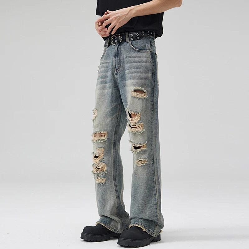 Herren Extraweitgeschnittene Destroyed-Denim-Jeans im Relaxed-Baggy-Cut Drune