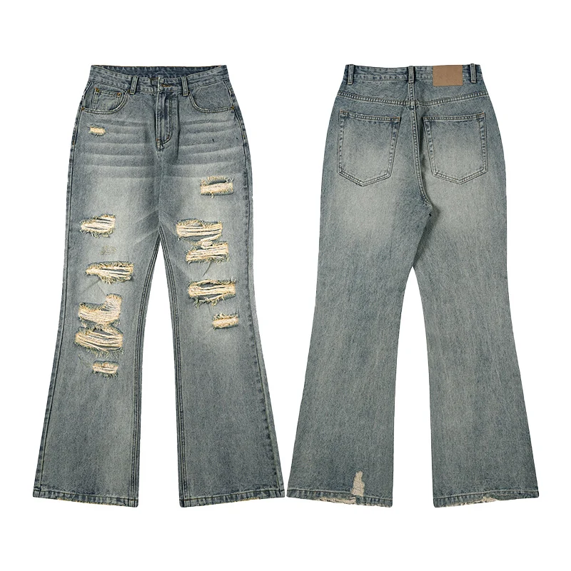 Herren Extraweitgeschnittene Destroyed-Denim-Jeans im Relaxed-Baggy-Cut Drune