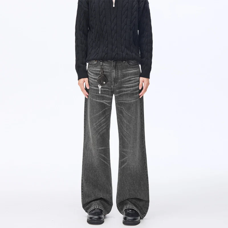 Herren Extraweite Vintage-Denim Baggy-Jeans mit tiefem Schritt und verlängertem Saum Drune