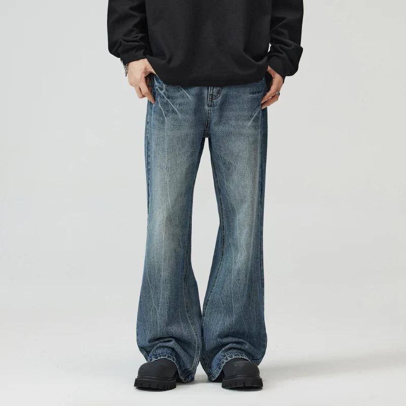 Herren Extraweite Vintage-Baggy-Jeans mit tiefem Schritt und weitem Saum Drune