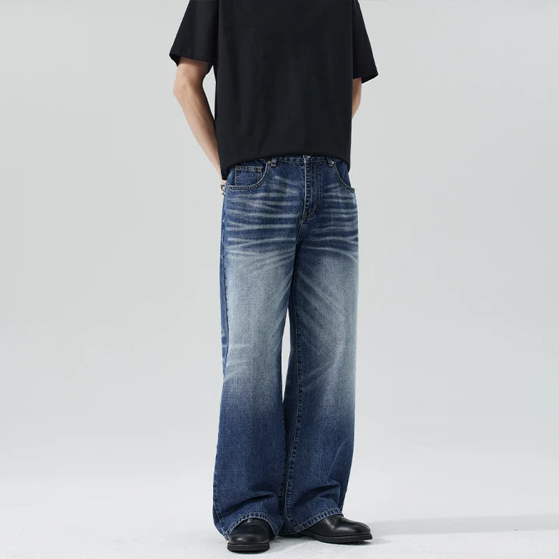 Herren Extraweite Stonewashed-Denim-Jeans mit starkem Fade-Effekt Drune
