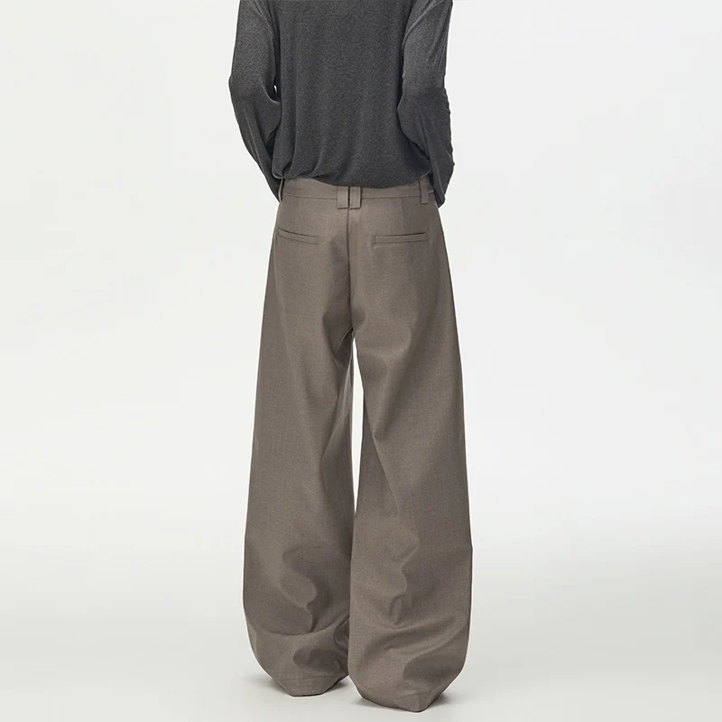 Herren Extraweite hochgeschnittene Bundfalten-Hose mit weitem Schlag Drune