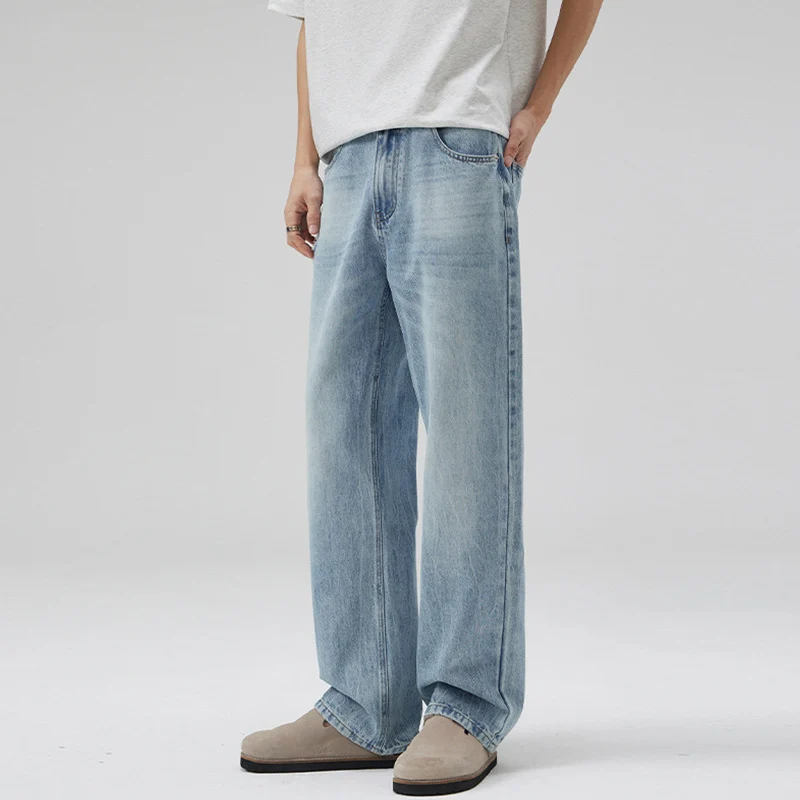 Herren Extraweite Denimhose mit entspanntem Schnitt und bodenlangem Saum Drune