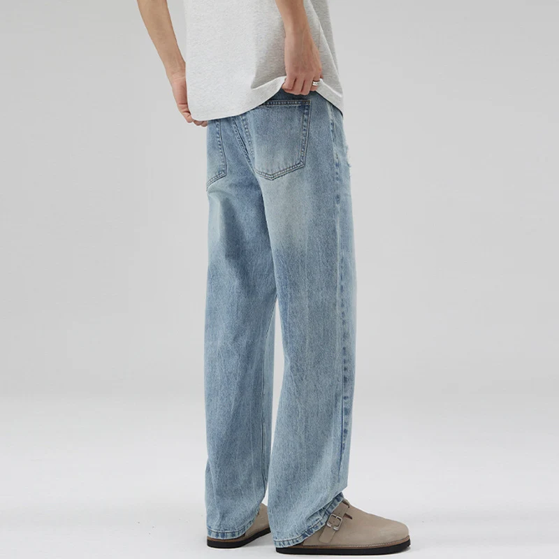 Herren Extraweite Denimhose mit entspanntem Schnitt und bodenlangem Saum Drune