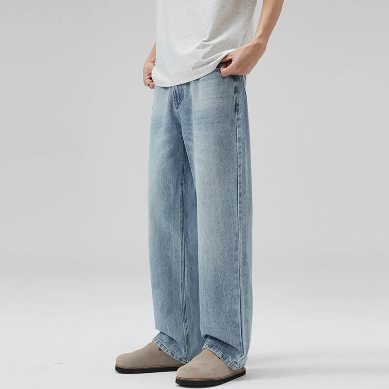 Herren Extraweite Denimhose mit entspanntem Schnitt und bodenlangem Saum Drune