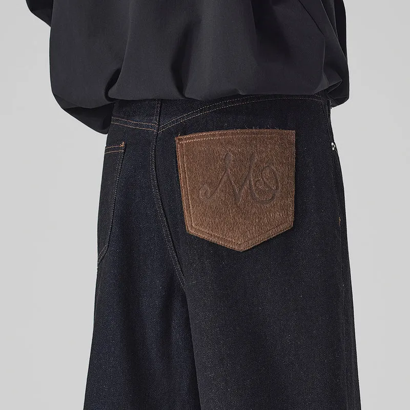 Herren Extraweite Denim-Hose mit hoher Taille und Oversized-Silhouette Drune