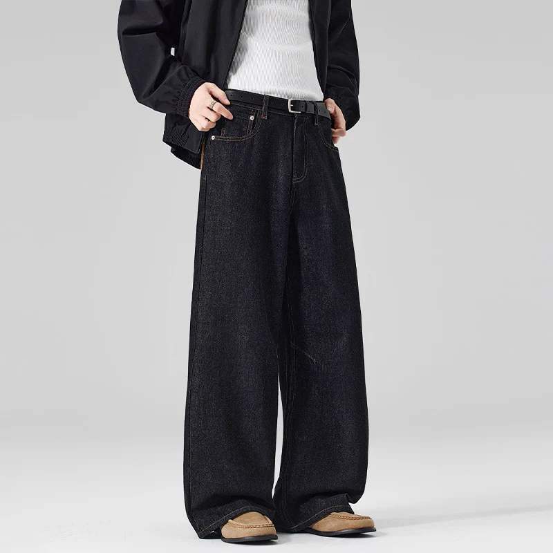 Herren Extraweite Denim-Hose mit hoher Taille und Oversized-Silhouette Drune