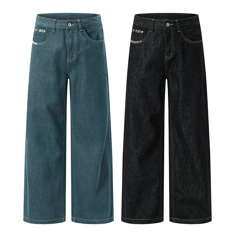 Herren Extraweite Denim-Baggyhose mit verlängertem Saum und tiefem Schritt Drune