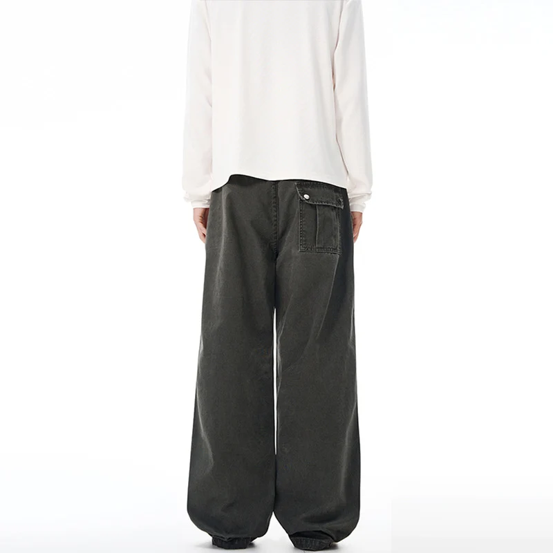 Herren Extraweite Denim-Baggyhose mit Paneelnähten und tiefem Schritt Drune