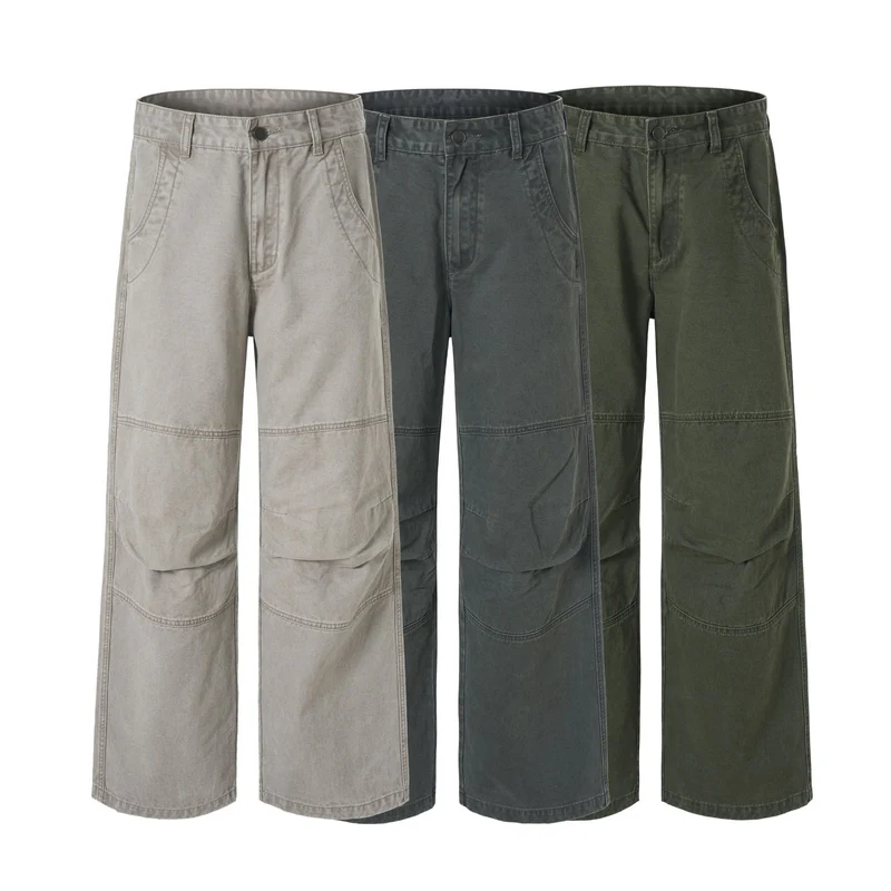 Herren Extraweite Denim-Baggyhose mit Paneelnähten und tiefem Schritt Drune