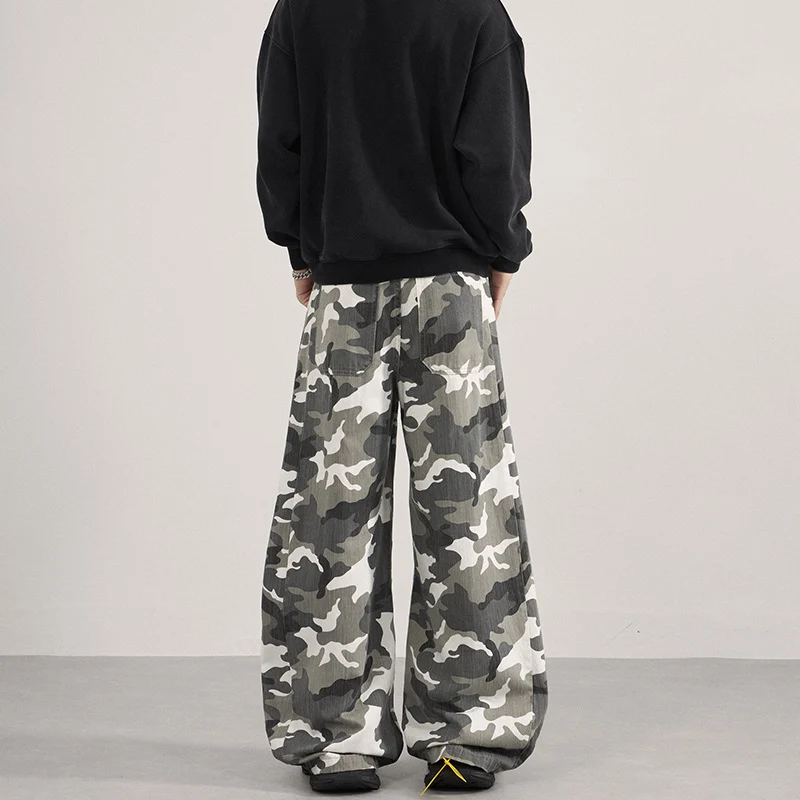 Herren Extraweite Cargohose im Palazzoschnitt mit Camouflage-Print Drune